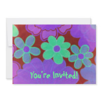You're Invited! Retro Flowers Invites invitations