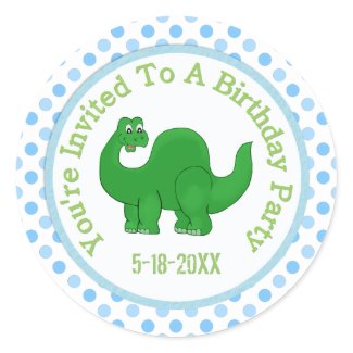 You're Invited To A Birthday Party: Dino Stickers zazzle_sticker