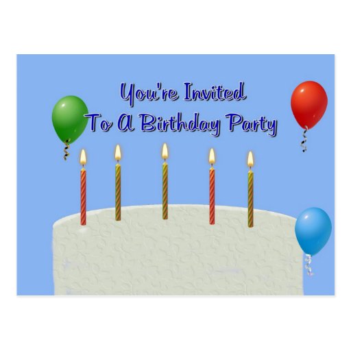 You're Invited To A Birthday Party Postcard | Zazzle