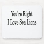 You're Right I Love Sea Lions Mousepads