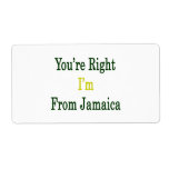 You're Right I'm From Jamaica Shipping Labels