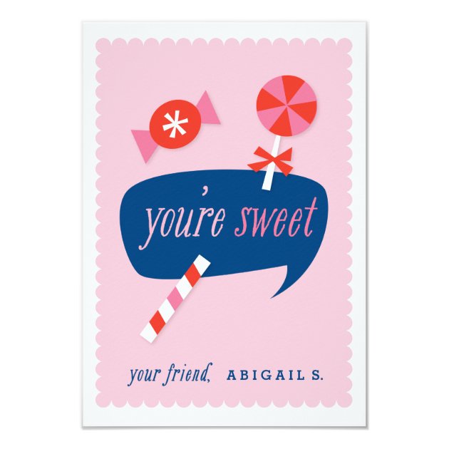 You're sweet classroom valentine 3.5x5 paper invitation card (front side)