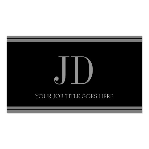YourJobTitle Black/Antique Silver Stripes Business Card (front side)