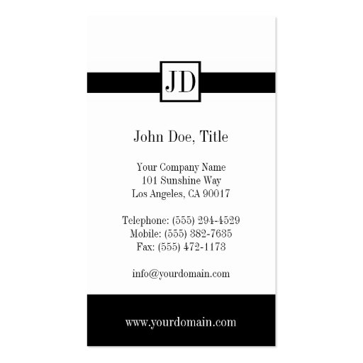 YourJobTitle Black Ribbon Pendant Match Letterhead Business Card Template (back side)