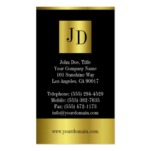 YourJobTitle Gold Metal Metallic Business Card Template (back side)
