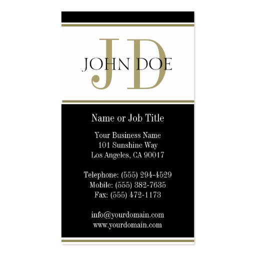 YourJobTitle Gold Stripe Business Card (back side)