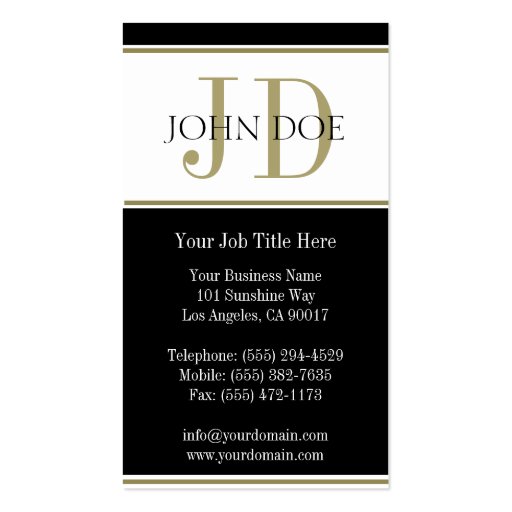 YourJobTitle! Gold Stripes B/B Business Card Template (back side)