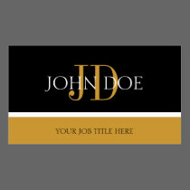 YourJobTitle Monogram Black/Yellow Gold business cards