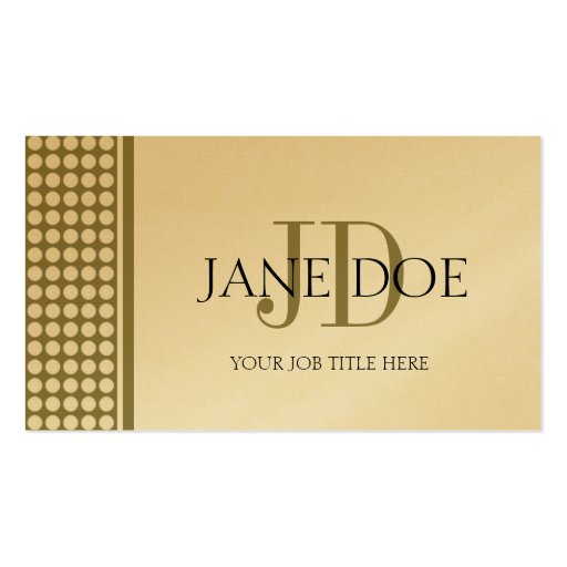 YourJobTitle Monogram Dot Gold Paper Business Card (front side)