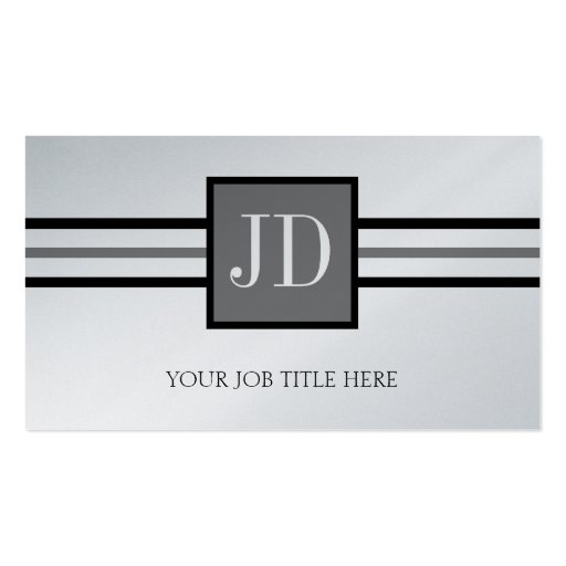 YourJobTitle Monogram Premium Platinum Paper Business Cards (front side)