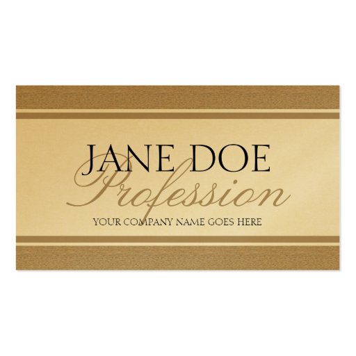 YourJobTitle Script Dark Golden Tan Business Card Templates (front side)