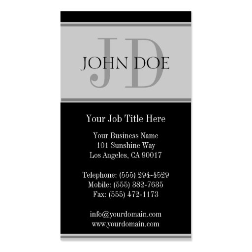 YourJobTitle Stripes Silver Business Card Template (back side)