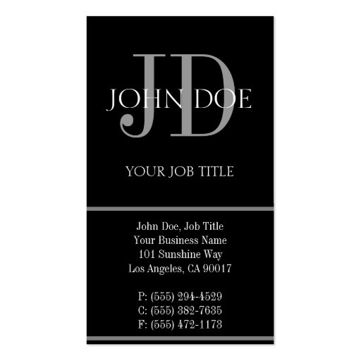 YourJobTitle Vertical Black Business Card Template (front side)