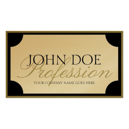 YourJobTitle W/B Gold Border/Customizable Script Business Card (front side)