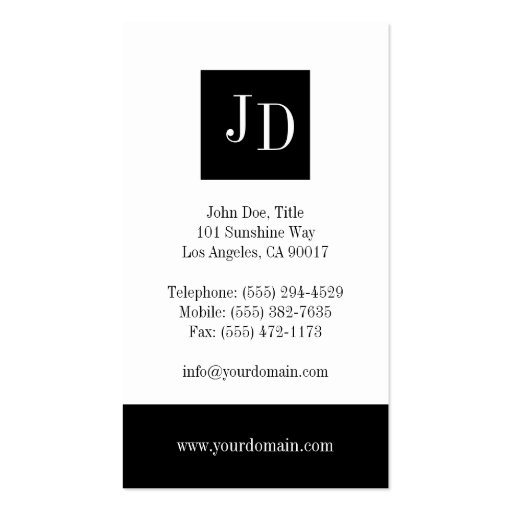 YourJobTitle White Banner Business Card (back side)