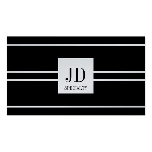 YourSpecialty Black Striped Pendant Platinum Paper Business Card Template (front side)