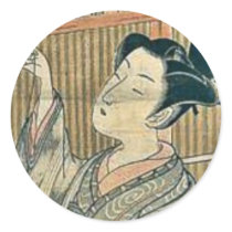 Youth flying a kite by Isoda, Koryusai, Ukiyoe Sticker