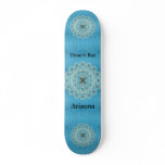 Yucca Mandala on Blue Frond Pattern Skate Board