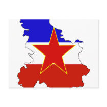 Yugoslavia flag map postcards