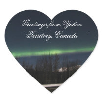 Yukon Aurora Borealis; Yukon Territory Souvenir Heart Sticker
