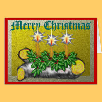 Yule Log Holly Candles cards