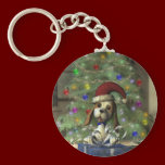 Yule Puppy Round Keychain keychains