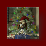 Yule Puppy Square Button buttons