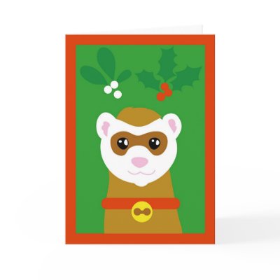 Yuletide ferret greeting card by ferrettoons