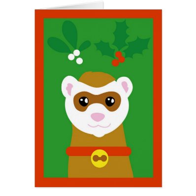 Yuletide ferret greeting card