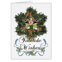 Yuletide Wishes, Holiday Card With Cute Fairy In H