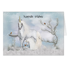 Yuletide - Yule, Greeting Card With Unicorns
