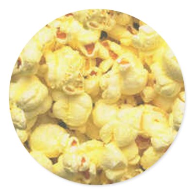 YUM - buttery popcorn Round Sticker by trish1968