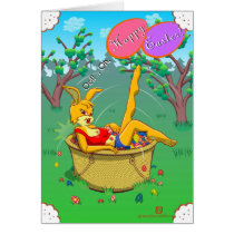 Yumi Bunny vs Easter Egg Basket (Easter Card)