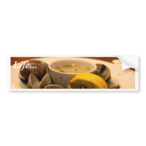 Yummy Bowl Of Steamed Clams In Broth bumper stickers by lifesphere Yummy Bowl Of Steamed Clams In Broth bumper stickers