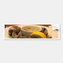 Yummy Bowl Of Steamed Clams In Broth Bumper Stickers