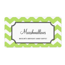 Yummy chevron green custom candy buffet jar bulk custom shipping labels