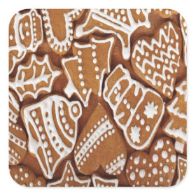 Yummy Christmas Holiday Gingerbread Cookies Square Stickers