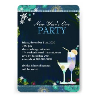 Yummy Cocktails New Year's Eve Party Flat Invites
