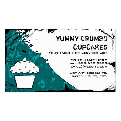 yummy crumbs cupcakes business card template (back side)