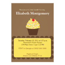 Yummy Cupcake Baby Shower Sprinkle 5x7 Custom Invitations