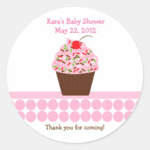 Yummy Cupcake Birthday Baby Shower Favor Sticker