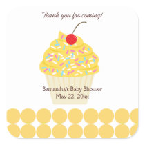 YUMMY CUPCAKE (Yellow) SQUARE Favor Sticker