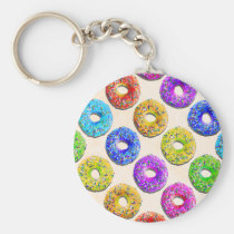 donut, funny, humor, pattern, cool, sweet, candy, bakery, fun, colorful, dessert, funny pattern, humorous, donut pattern, keychain, Keychain with custom graphic design