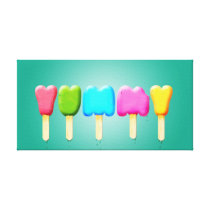 "Yummy" Ice Cream - Ice Lollies Canvas Gallery Wrapped Canvas