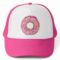 Yummy Pink Donut with Icing and Sprinkles hats