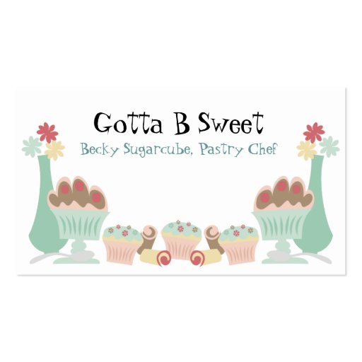 Yummy sweet desserts baker pastry chef  biz cards business card template (front side)