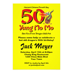 Yung No Mo 50th Birthday Invitation
