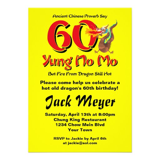 Yung No Mo 60th Birthday Invitation