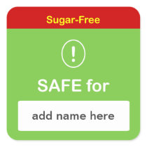 z89 - SAFE FOOD LABEL w/ Custom Name ~ SUGAR-FREE. Stickers