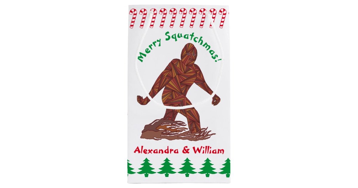 Z Bigfoot Walking Sasquatch Christmas Candy Canes Small Gift Bag Zazzle